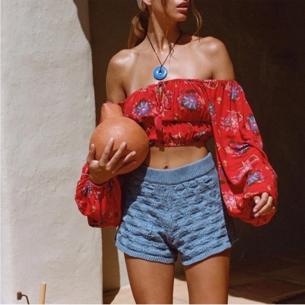 SPELL Blue Bonfire Knit Shorts XS